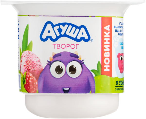 Изображение Творог 3,9% с 12 мес Агуша малиновый пломбир ВБД п/б, 100 г