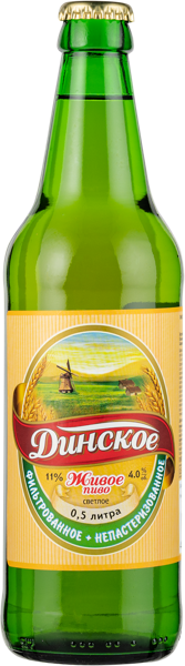 Изображение Пиво светлое Лагер 4,0% Динское Динской ПЗ с/б, 0,5 л