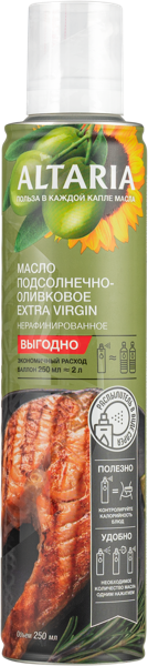 Изображение Масло подсолнечно-оливковое Алтария спрей нерафинированное Алтария ж/б, 250 мл