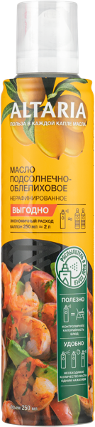 Изображение Масло подсолнечно-облепиховое Алтария спрей нерафинированное Алтария ж/б, 250 мл