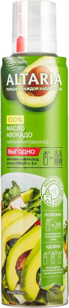 Изображение Масло авокадо Алтария спрей нерафинированное Алтария ж/б, 250 мл