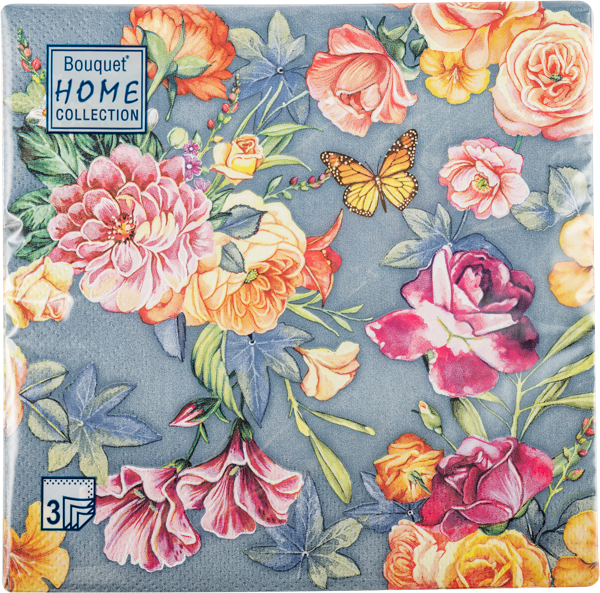 Изображение Салфетки 3х слойные Букет хоум коллекшн классик красивые цветы 33*33 Русская Бумага м/у, 20 шт