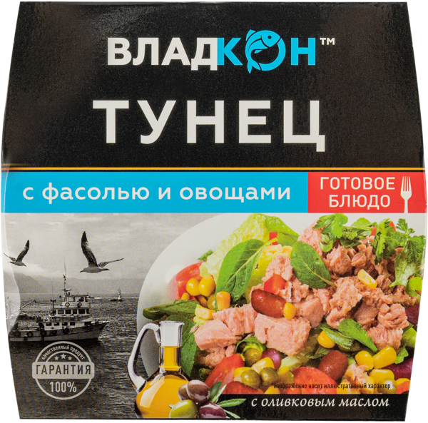 Изображение Тунец Владкон фасоль овощи Владкон ТД ж/б, 160 г