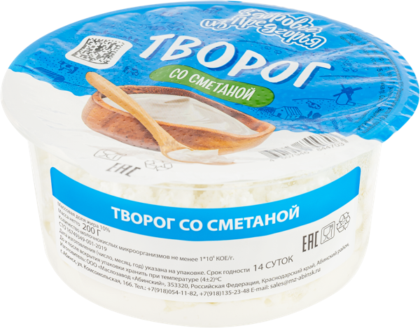 Изображение Творог 10% Здоровье из предгорья со сметаной Абинский МЗ п/б, 200 г