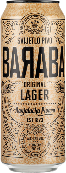 Изображение Пиво светлок Лагер 4,2% Бараба ориджинал Баньялучка Пивара ж/б, 0,5 л