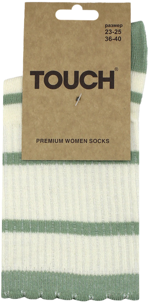 Изображение Носки размер 23-25 женские Тач полосы кремовые Аврора , 1 пара