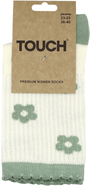 Изображение Носки размер 23-25 женские Тач цветы кремовые Аврора , 1 пара