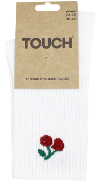 Изображение Носки размер 23-25 женские Тач вишенка белые Аврора , 1 пара