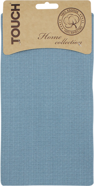 Изображение Полотенце 35*55см для кухни Тач голубое вафельное Аврора карт/уп, 1 шт