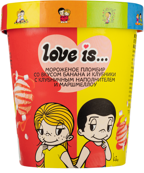 Изображение Мороженое с клуб. напол. и маршмеллоу Лав Из банан клубника Белгородский ХК кар/ст, 270 г