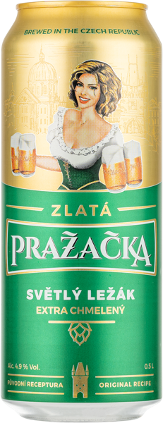 Изображение Пиво светлое Лагер 4,9% Пражечка Злата Раковник ж/б, 0,5 л