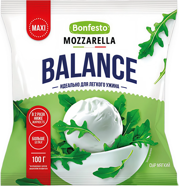 Изображение Сыр 30% Бонфесто бэлэнс моцарелла Туровский МК м/у, 100 г