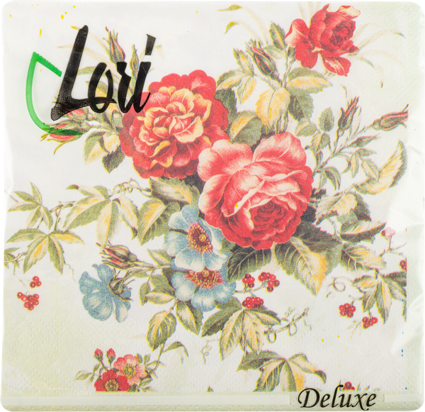 Изображение Салфетки 3х-слойные Лори делюкс розы 33*33см Фабрика Люкс м/у, 20 шт