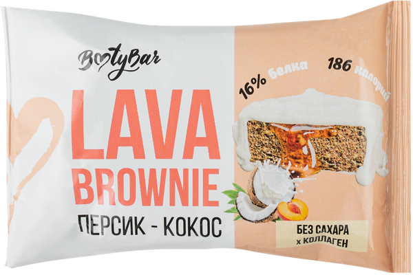 Изображение Пирожное протеиновое Бутибар брауни кокос персик Фитснек м/у, 50 г