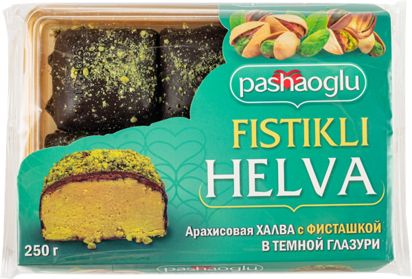 Изображение Халва в шоколадной глазури Пашаоглу арахисовая с фисташкой Восточный букет м/у, 250 г
