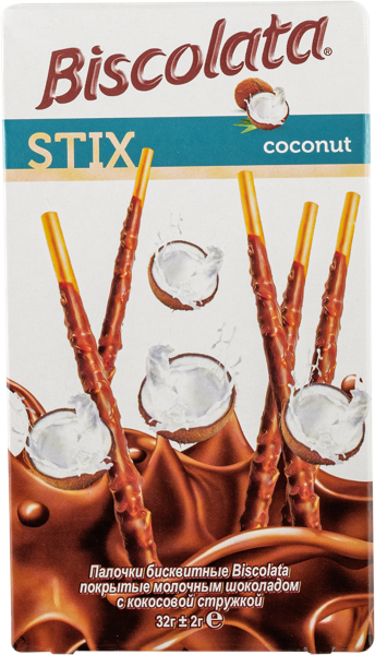 Изображение Соломка в шоколаде Бисколата с кокосовой стружкой Шолен кор, 32 г