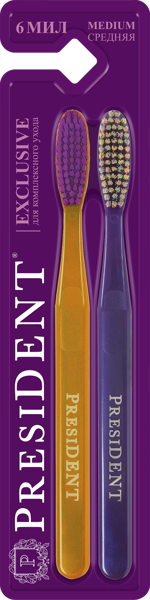 Изображение Зубная щетка средняя Президент эксклюзив Чжэцзян Жасмин п/у, 2 шт