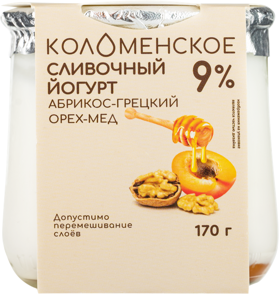 Изображение Йогурт 9% Коломенское абрикос грецкий орех Коломенское с/б, 170 г