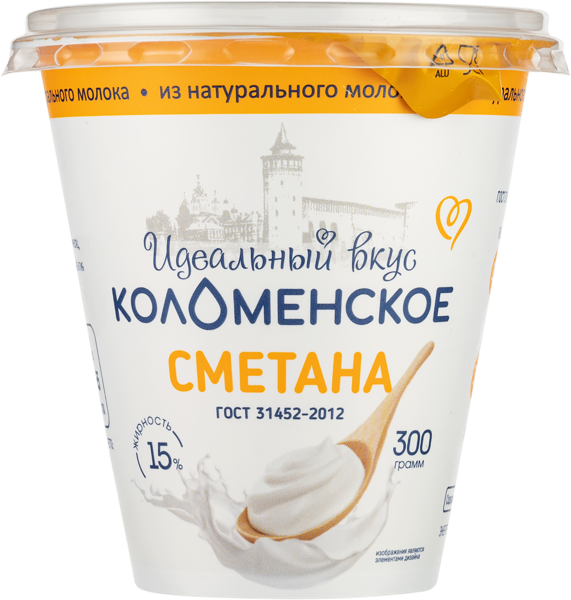 Изображение Сметана 15% Коломенское Коломенское п/б, 300 г