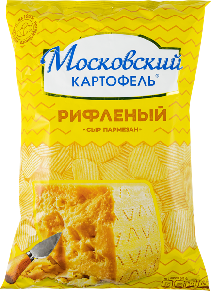 Изображение Чипсы картофельные Московский Картофель пармезан рифленые Москарт м/у, 120 г