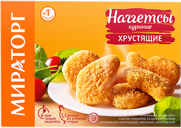 Изображение Полуфабрикат замороженный Мираторг наггетсы хрустящие Мираторг Запад карт/уп, 250 г