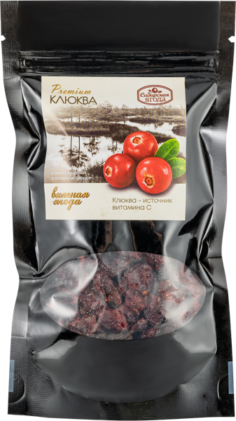 Изображение Клюква сушеная Сибирская ягода в сахарном сиропе САВА ТПК м/у, 100 г