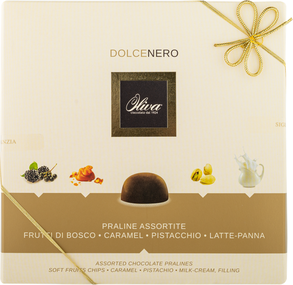 Изображение Конфеты в темном шоколаде Олива фисташка карамель ягоды Дольчиолива кор, 350 г
