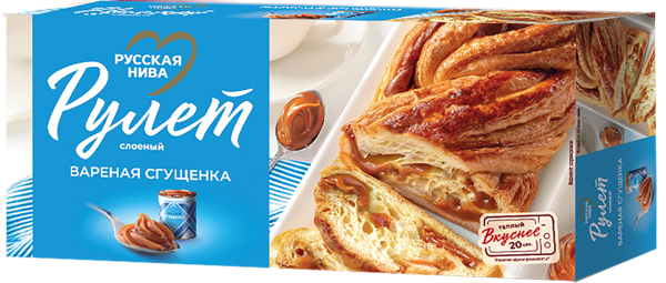 Изображение Рулет слоеный Русская Нива вареная сгущенка Хлебпром кор, 300 г