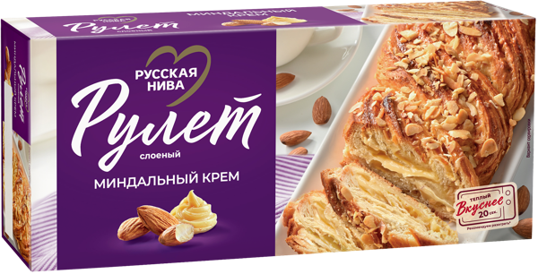 Изображение Рулет слоеный Русская Нива миндальный крем Хлебпром кор, 300 г