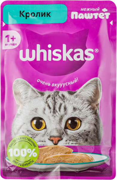 Изображение Корм для кошек Вискас паштет кролик Марс м/у, 75 г