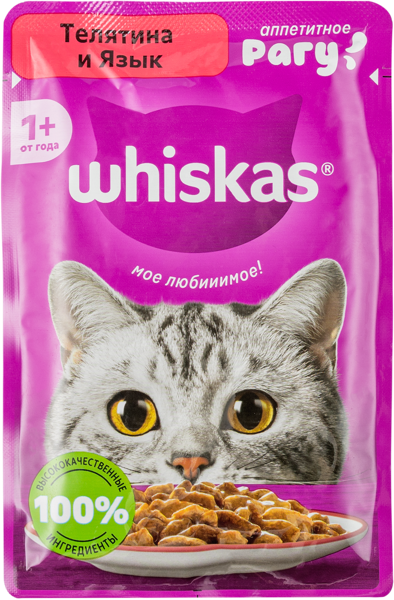 Изображение Корм для кошек Вискас рагу телятина язык Марс м/у, 75 г