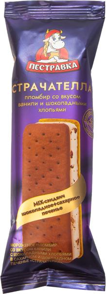 Изображение Мороженое сэндвич Пестравка ваниль с шок хлопьями Купинское мороженое м/у, 76 г