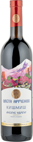 Изображение Вино красное п/сл Черный Кишмиш Цвета Армении ВКЗ Мргашен с/б, 0,75 л