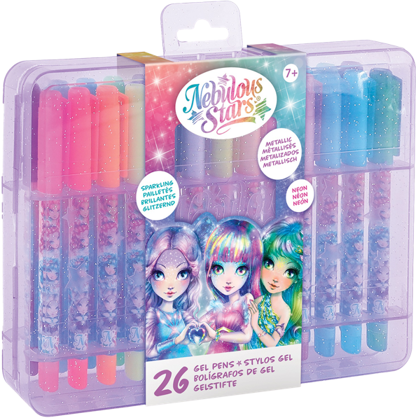 Изображение Ручки цветные гелевые Небулус Старс Спейс в боксе ТвинТим Эдженси к/у, 26 шт
