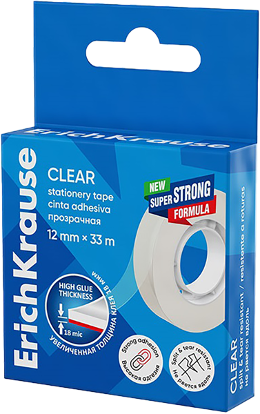Изображение Лента клейкая канцелярская Эрих Краузе 12ммх33м Эрих Краузе карт/уп, 1 шт