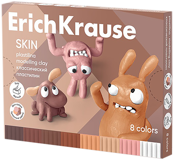 Изображение Пластилин 8 цветов со стеком Эрих Краузе джолли фрэндс скин Эрих Краузе карт/уп, 8 шт