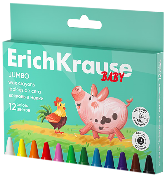 Изображение Мелки восковые Эрих Краузе бэби джамбо круглые Эрих Краузе карт/уп, 12 шт