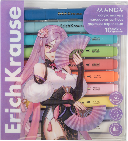Изображение Маркеры для рисования Эрих Краузе манга акриловые в боксе Эрих Краузе п/у, 10 шт