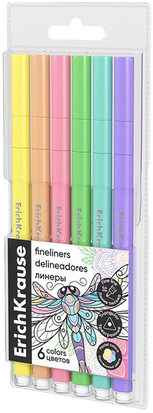Изображение Линеры цветные Эрих Краузе арт спирит пастель Эрих Краузе п/у, 6 шт
