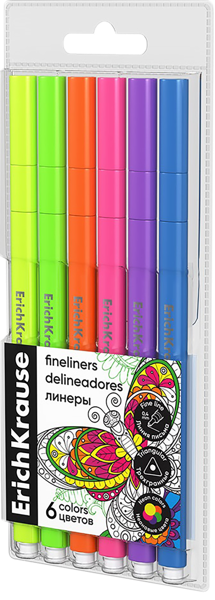 Изображение Линеры цветные Эрих Краузе арт спирит неон Эрих Краузе п/у, 6 шт