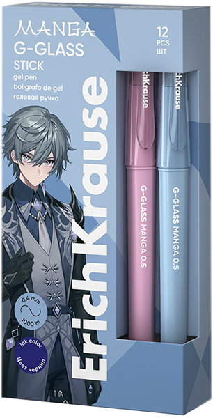 Изображение Ручка 0,5мм синяя гелевая Эрих Краузе джи гласс стик манга Эрих Краузе , 1 шт