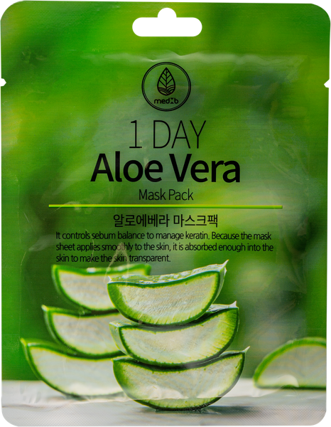 Изображение Маска увлажняющая для лица Мед Би экстракт листьев алоэ Синдо м/у, 1 шт