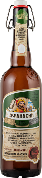 Изображение Пиво светлое Лагер 4,9% Афанасий светлое Афанасий с/б, 0,75 л