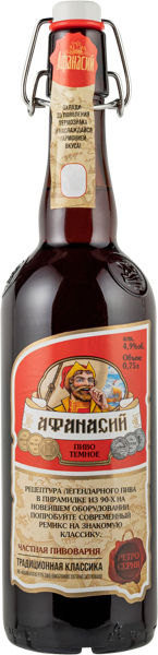 Изображение Пиво темное Лагер 4,9% Афанасий темное Афанасий с/б, 0,75 л
