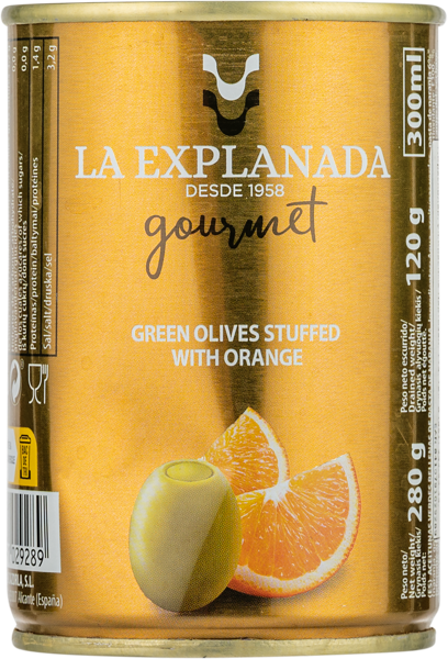 Изображение Оливки с апельсином Ла эспланада зеленые Асейтунас Касорла ж/б, 280 г