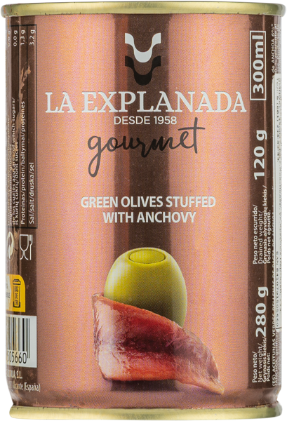 Изображение Оливки с анчоусом Ла эспланада зеленые Асейтунас Касорла ж/б, 280 г