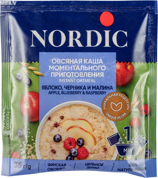 Изображение Каша овсяная Нордик яблоко черника малина Си-Продукт м/у, 35 г