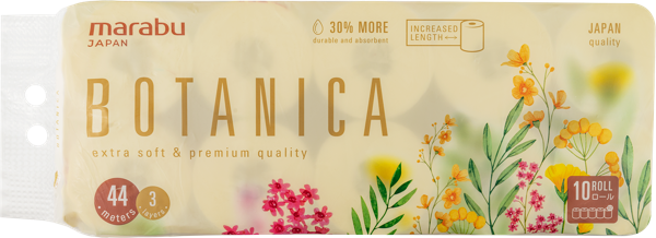Изображение Туалетная бумага 3х слойная Марабу ботаника экстра софт Чжучэн м/у, 10 шт