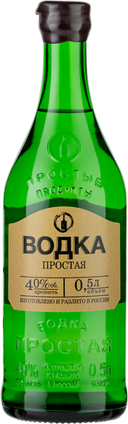 Изображение Водка Спирт Люкс 40% Простая Стрижамент с/б, 0,5 л
