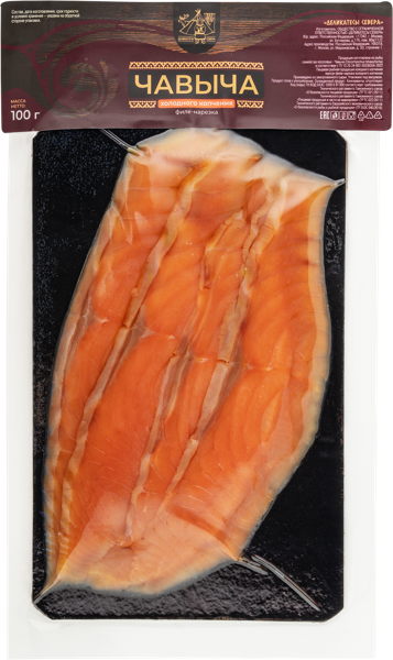 Изображение Рыба нарезка х/к Чавыча филе Деликатесы Севера подложка, 100 г